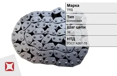 Цепь металлическая без покрытия х38 мм ТРД ГОСТ 4267-78 в Шымкенте