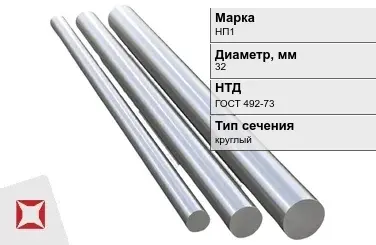 Никелевый круг 32 мм НП1 ГОСТ 492-73 в Шымкенте