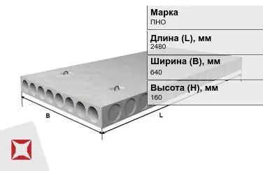 Облегчённые плиты перекрытия ПНО 25-6,4-8 2480x640x160 мм в Шымкенте