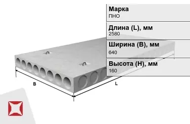 Облегчённые плиты перекрытия ПНО 26-6,4-8 2580x640x160 мм в Шымкенте