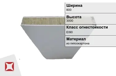 Противопожарная перегородка EI90 800х3000 мм Кнауф ГОСТ 30247.0-94 в Шымкенте