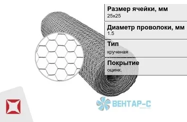 Сетка Манье двойного кручения 1,5x25х25 в Шымкенте